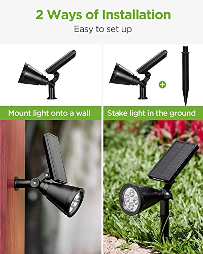 InnoGear Solar Lights Outdoor Waterproof Solar Garden Light for Outside Yard Landscape Lighting Pathway Spot Lights Spotlight Wall Light Auto On/Off, Pack of 2 (Warm White)