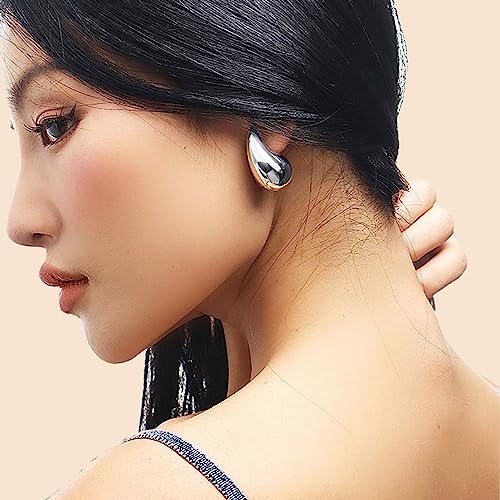 Sterling Silver Earring Dupes Chunky Silver Hoop Earrings for Women Teen Girls Trendy Hypoallergenic Stud Post Drop Earrings Jewelry