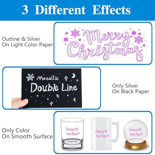 Shimmer Markers Outline Double Line: 12 Colors Metallic Glitter Pens Set Sparkle Kid Age 4 8 10 14 Year Old Gift Present Doodle Drawing Supplies Art Craft Tween Teen Girl Christmas Stocking Stuffers