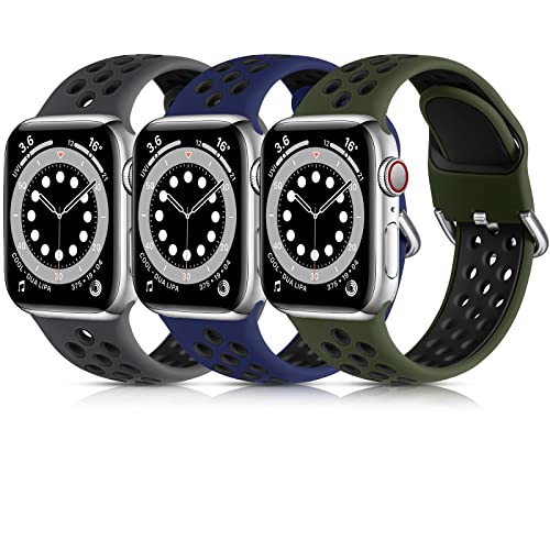 Lerobo 3 Pack Compatible with Apple Watch Bands 45mm 44mm 42mm 49mm 41mm 38mm 40mm for Women Men,Soft Silicone Replacement Bands for Apple Watch Ultra SE iWatch Bands Series 8,Series 7 6 5 4 3 2 1