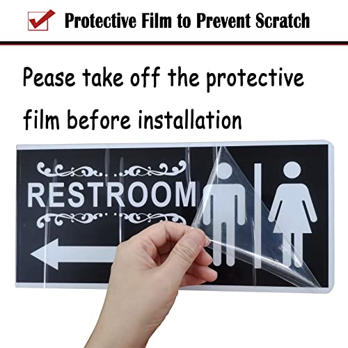 Restroom Sign for Business,ADA Compliant Braille Bathroom Sign with Double Sided Tape to Secure Perfectly in Less Than a Minute,Size 8 x 6 Inch (Men's & Women's Set)