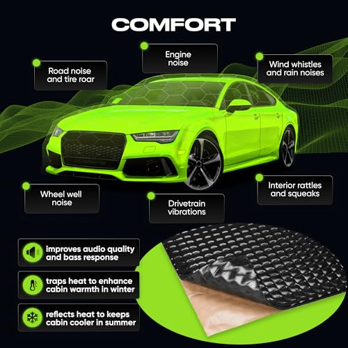 SGM Black Premium Car Sound Deadening Mat 80 mil (2mm) 10 sqft (0.92 sqm), Automotive Sound Deadener, Self Adhesive Butyl Car Sound Deadening Material, Audio Noise Insulation and Dampening Sheets