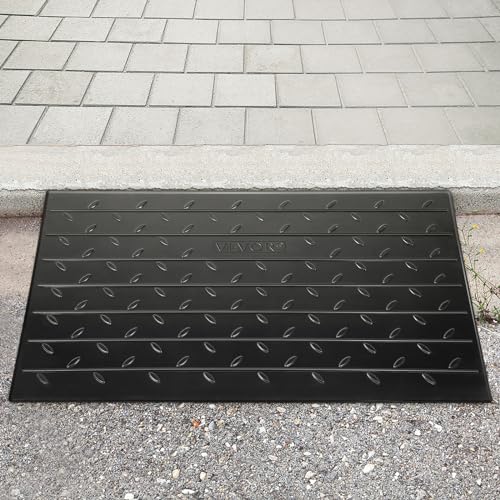 VEVOR Rubber Threshold Ramp, 2.6" Rise Threshold Ramp Doorway, 3 Channels Cord Cover Rubber Threshold Ramp, Rubber Angled Entry Rated 2200Lbs Load Capacity for Wheelchair and Scooter