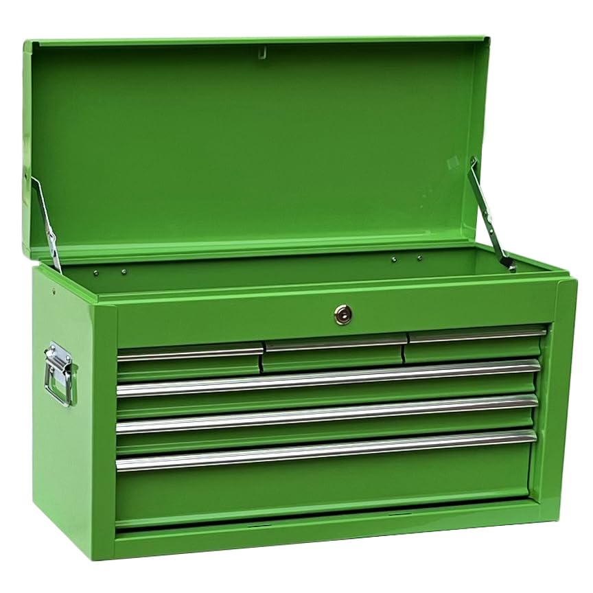 Workington Portable Metal Tool Chest with 6 Drawers, 24" 6-Drawer Tool Chest Cabinet with Ball Bearing Drawer Slides, Steel Tool Storage Box Organizer 4005 Pink