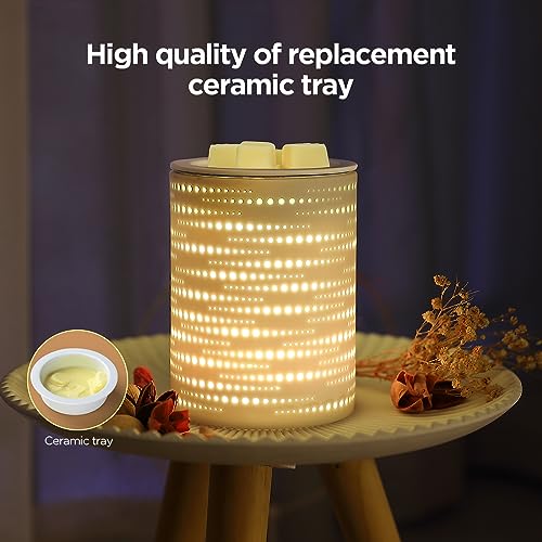 Enaroma Wheatear Wax Melt Warmer Ceramic Oil Burner with Timer Electric Candle Wax Melter with Led Coloful Changing Silicone Removeable Tray for Home Office Bedroom