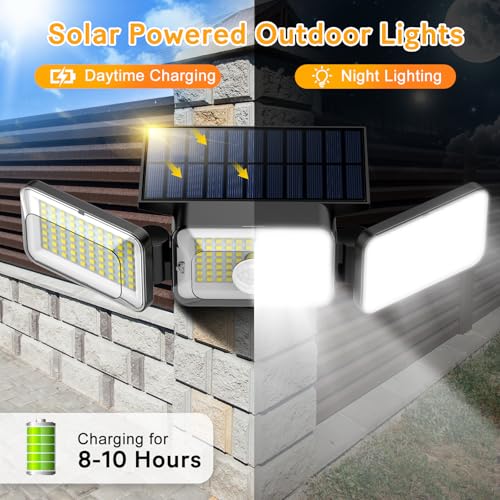 Mokot Solar Lights Outdoor, 218LED 2500LM Solar Motion Sensor Outdoor Lights, IP65 Waterproof Solar Powered Flood Security Lights for Garden Patio Yard House Outside- 2Pack