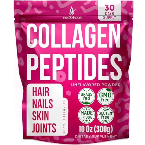 Collagen Peptides Powder for Women Hydrolyzed Collagen Supplements Types I - III Non-GMO Grass-Fed Gluten-Free Kosher Pareve Unflavored Easy to Mix Drink Healthy Hair Skin Joints Nails 10 Oz