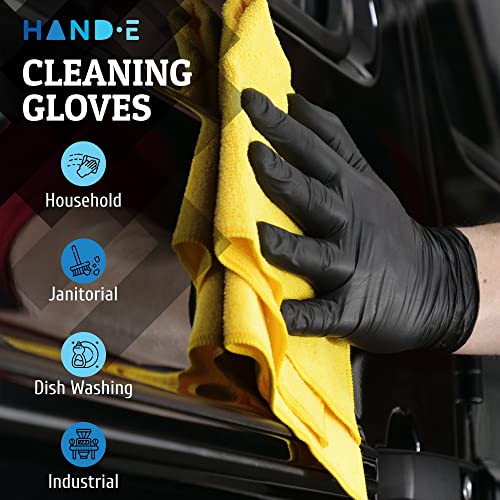 Hand-E Touch Black Nitrile Disposable Gloves Small, 50 Count - BBQ, Tattoo, Hair Dye, Cooking, Mechanic Gloves - Powder and Latex Free Gloves
