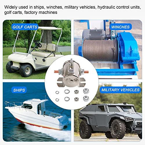 Max 200A 12 Volt 3 Terminal Continuous Duty Solenoid Relay for Golf Carts Heavy Duty Winch Marine in Rush 24106 SPST 12VDC 12V Solenoid Relay Zinc Plating