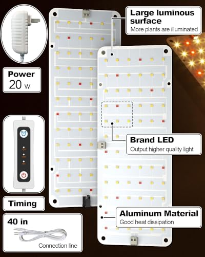 DOMMIA Grow Lights for Indoor Plants, 3 Pack Full Spectrum LED Grow Light with Auto ON & Off Timer, 132 LEDs Sunlike Plant Light for Hydroponics, Succulents & More, Easy to Assemble