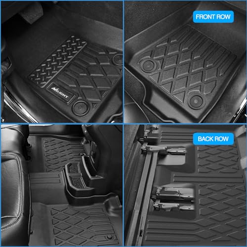 Nilight TPE Floor Mats for Chevy Traverse 8 Seats 2nd Row Bench Seat 2018 2019 2020 2021 2022 2023 2024,All Weather Custom Fit Heavy Duty Floor Liners