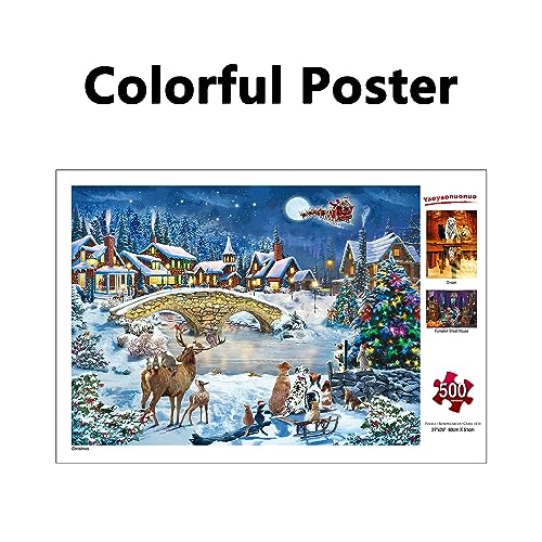 CGRLVDXW Christmas Puzzles 500 Piece, Christmas Night in Winter 500 Piece Puzzles, 500 Piece Jigsaw Puzzle for Adults Challenging Puzzle 27x 20inch