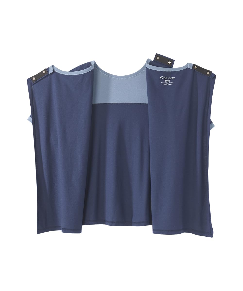 Silvert's Adaptive Clothing & Footwear Men's Open Back Colorblock T-Shirt - Navy & Steel Blue SMA