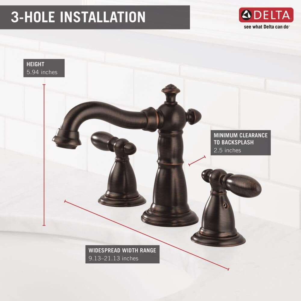 DELTA FAUCET 35955-RB-DST Victorian 2-Handle Bathroom Sink Faucet in Venetian Bronze Widespread