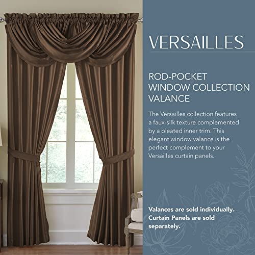 Elrene Home Fashions Versailles Faux-Silk Room-Darkening Curtain Panel, Blackout Curtain with Rod Pocket, 52 Inches by 84 Inches, Chocolate Brown, 1 Panel