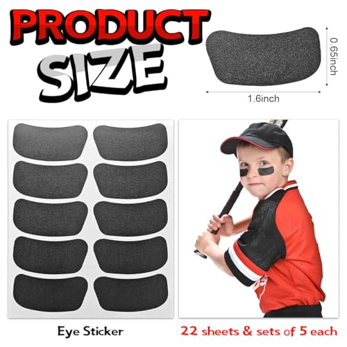 TXSN 220PCS Sports Eye Stickers for Kids Sports Face Eyeblack Sticker for Football Baseball Softball Sport Themed Party Birthday Party Supplies(Black)