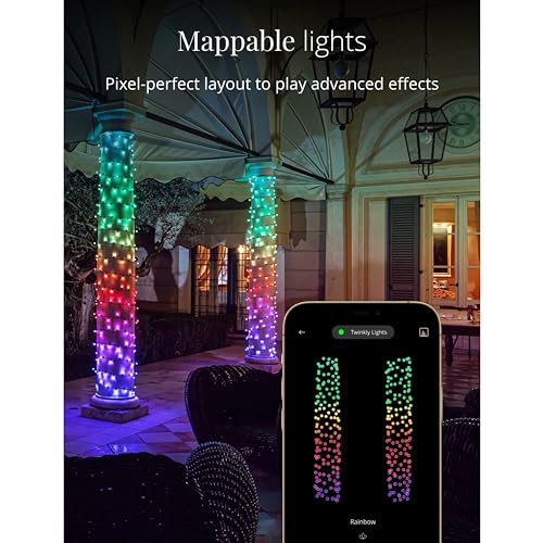 Twinkly Strings 100 LED RGB, LED Light String for Outdoor and Indoor, LED Lights Smart Multicolor, Compatible with HomeKit, Alexa and Google Home, LED Gaming, IP44, App Controlled, Green Wire, 26.2ft