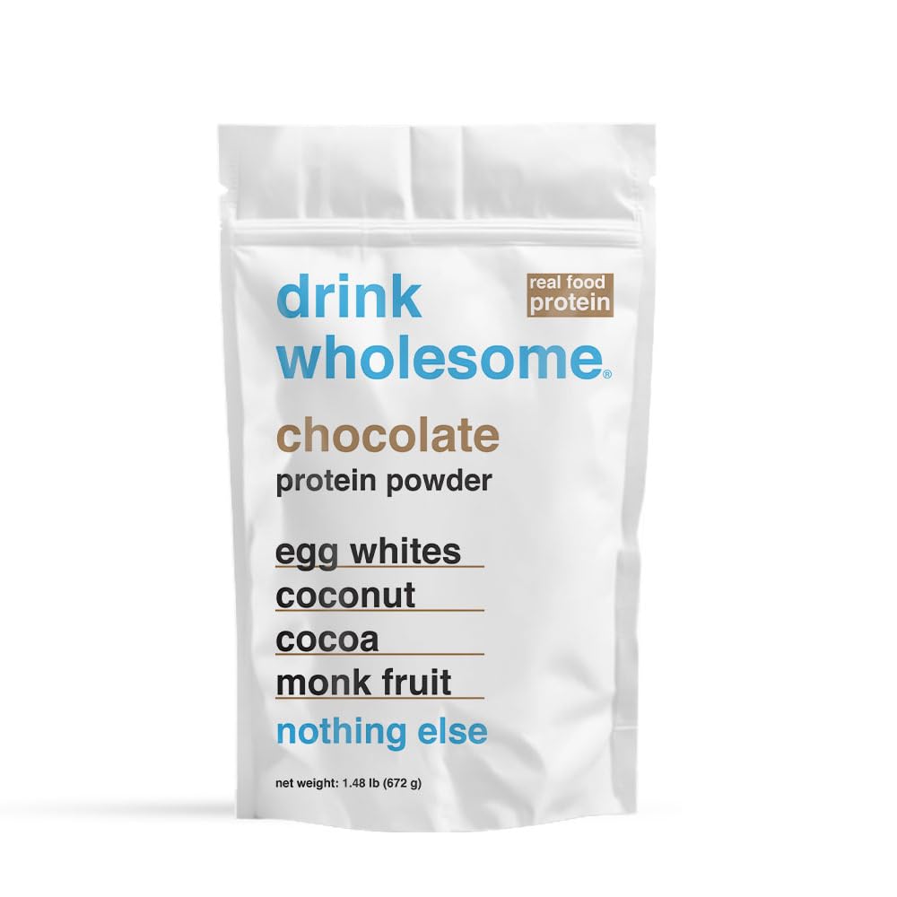 drink wholesome Chocolate Egg White Protein Powder | for Sensitive Stomachs | Gut Friendly | Dairy & Lactose Free | No Artificial Sweeteners | Carnivore & Paleo | Safe for Kids & Seniors