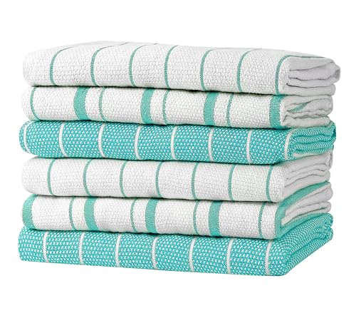 Zeppoli Kitchen Towels 12 Pack - 100% Soft Cotton - Dish Towels for Kitchen - Hand Towels for Kitchen 15" x 25" - Dobby Weave - Super Absorbent Cleaning Cloths