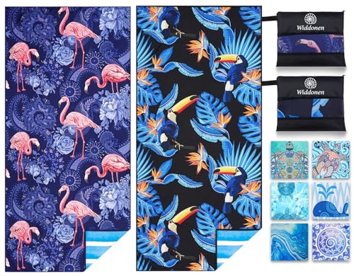 6 Pack Microfiber Lightweight Beach Towel Sand Free Quick Dry Absorbent Thin Compact Towels for Swimming Pool Camping Beach Accessories Large Easy Pack Travel Things for Vacation Essentials Gift