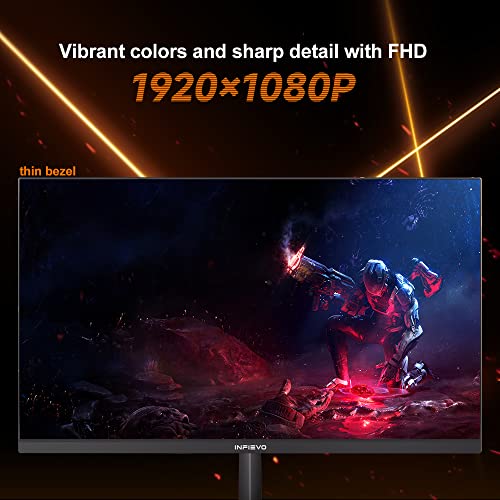 INFIEVO Gaming Monitor 24 Inch FHD 1080P Computer Monitor 165Hz VA 1ms Built-in Speakers, FreeSync, Ultra-Thin PC Monitor, VESA Compatible, Tilt Adjustable, Eye Care Technology, HDMI/DP