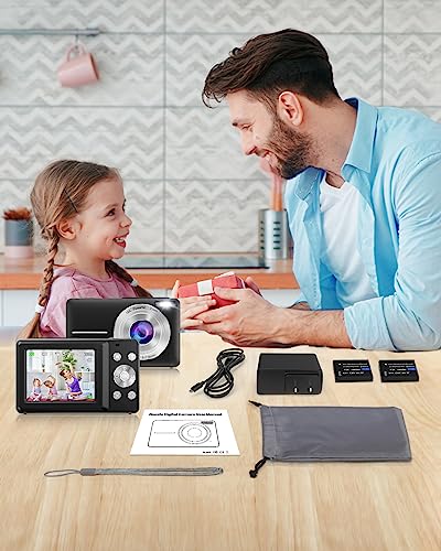 Digital Camera,Kids Camera with 32GB Card,Nsoela FHD 1080P 44MP Compact Vlogging Camera,Point and Shoot Camera 16X Digital Zoom, Portable Mini Kids Camera for Teens Students (Black)