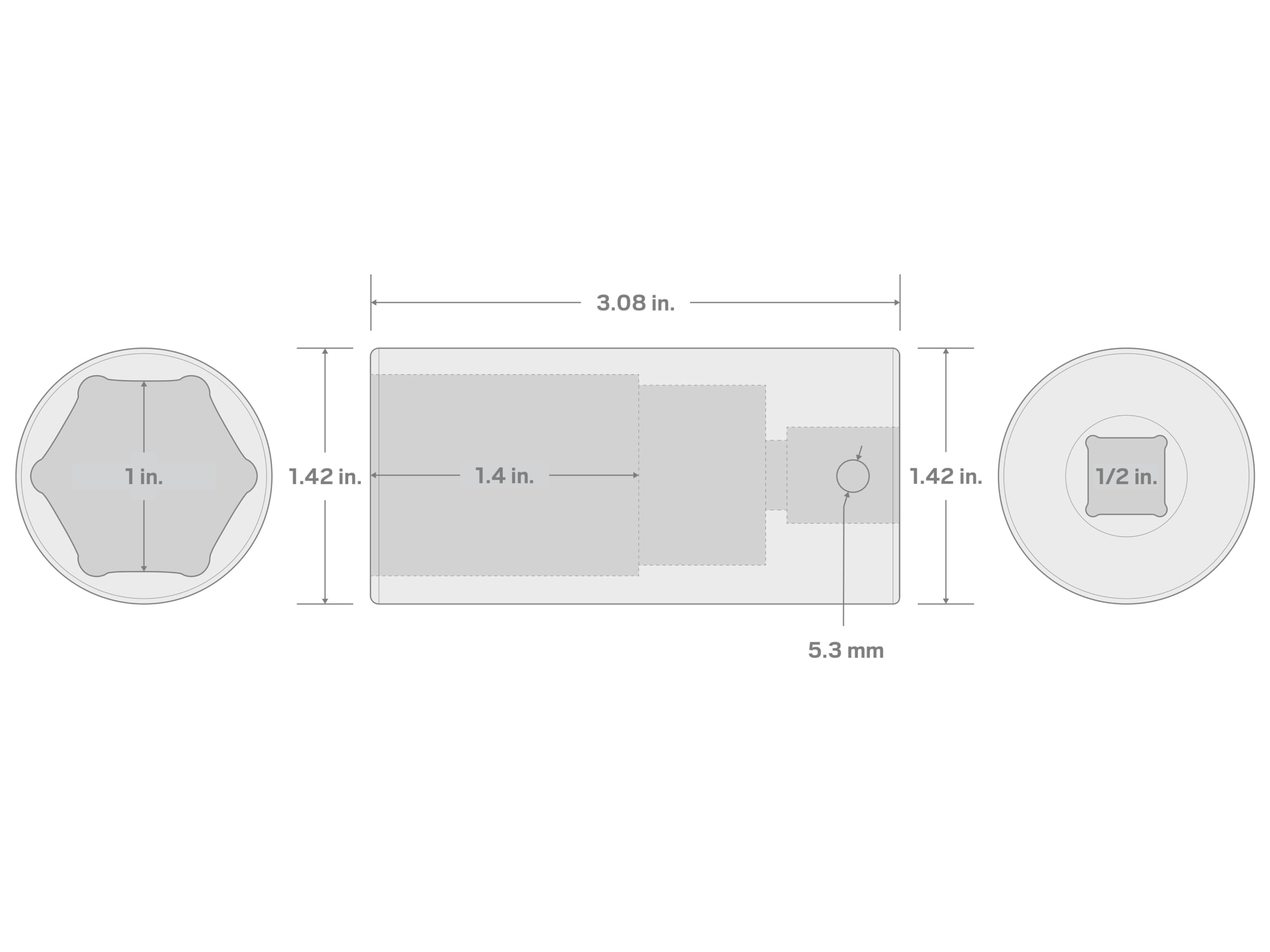 TEKTON 1/2 Inch Drive x 1 Inch Deep 6-Point Impact Socket | SID23025