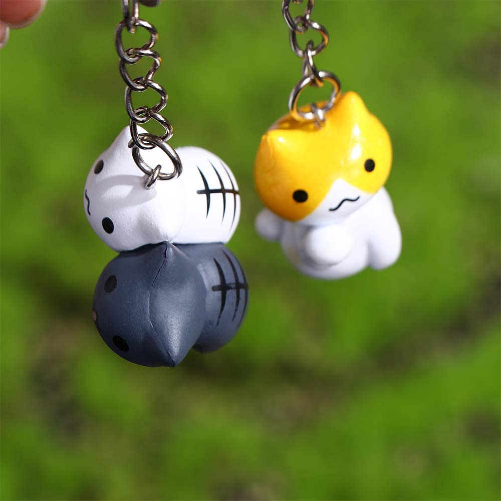 1Pcs Kitten Key Chain Couple Gift Fashion Lucky Cat Keychain Random Style Pendent Charm PVC Key Ring Cartoon Bag Pendant