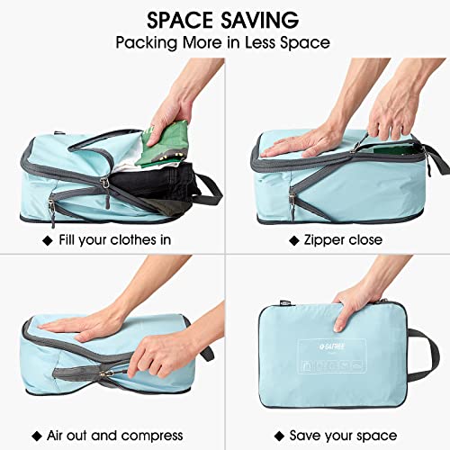 G4Free 6 Set Compression Packing Cubes, 3 sizes Travel Packing Organizers for Suitcases, Expandable Luggage Suitcase Storage Bags Set, Lightweight Packing Cubes Travel Essentials