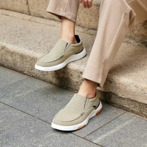 XPACS Mens Best Recovery Casual Shoes for Outdoor Hanging Out, Fashionabl Orthopedic Slip-On Shoes for Foot Pain, Slip Resistant Walking Shoes with Eva Rubber Sole Khaki Size 13.5