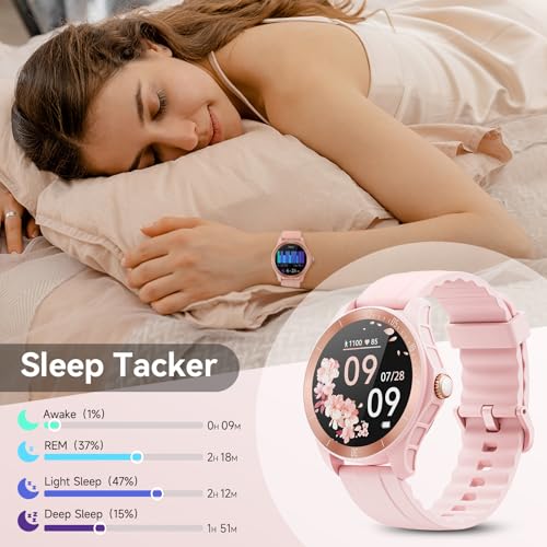 Smart Watch for Women Men Android & iPhone Compatible, Fitness Watch Bluetooth Call & Receive Text, 1.8" Smartwatch with Alexa/Heart Rate/SpO2/Sleep Monitor/Calorie Step Tracker, 7-Day Battery