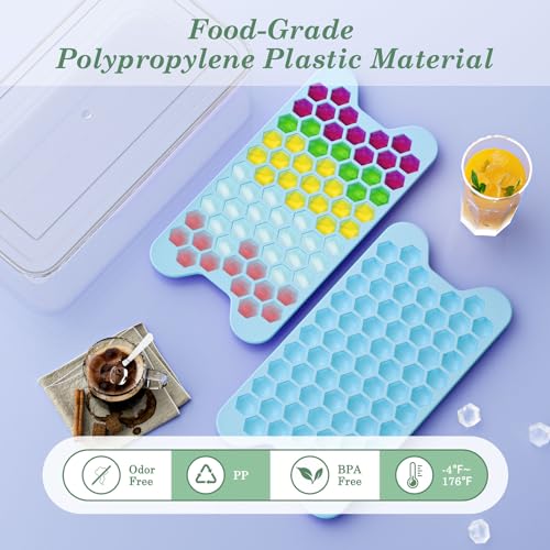 Small Ice Cube Tray for Freezer: FDDAI Easy Release Ice Cube Maker - Stackable Cubed Ice Trays and Bin - Making Tiny Honeycomb Icecubes