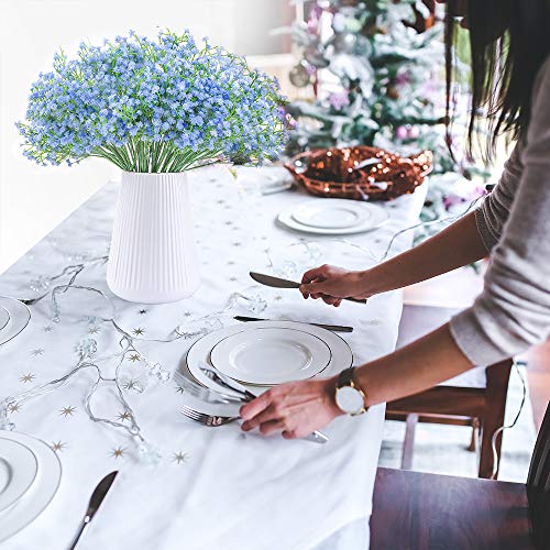 LYLYFAN Babys Breath Artificial Flowers,12 Pcs Gypsophila Real Touch Flowers for Wedding Party Home Garden Decoration Blue