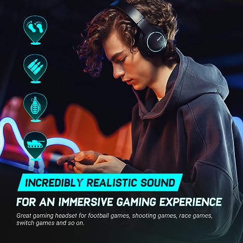 Edifier Hecate G2BT Wireless Gaming Headset for Mobile Phones/Tablets/Laptops/Switch, Noise Cancelling Bluetooth Headphones with Dual Microphones, Ultra Low Latency, Dual Modes, RGB Lighting -Black