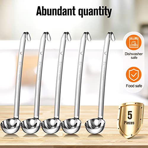Cunhill 5 Pcs Soup Ladles Stainless Steel Serving Ladles with Long Handle for Serving, Cooking, Stirring, Portioning Kitchen Restaurant Accessories(2 oz)