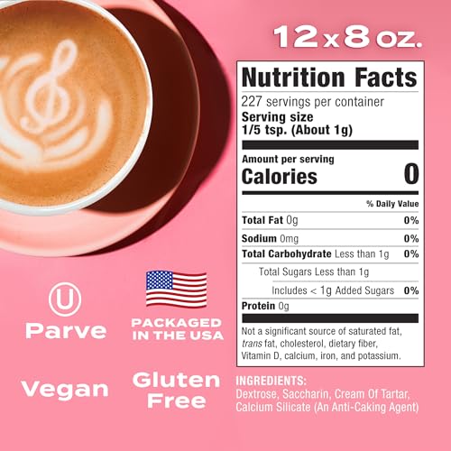 Sweet’N Low Zero-Calorie Sweetener, Contains Saccharin, Sugar Substitute, Keto, Vegan, Gluten-Free, Great for Cooking, Baking, Coffee, Tea, Hot/Cold Beverages, 8oz Box (12 Pack)