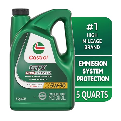 Castrol GTX High Mileage 5W-30 Synthetic Blend Motor Oil, 5 Quarts