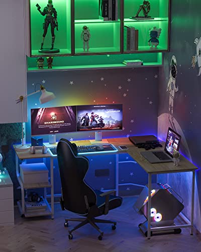 Teraves Reversible L Shaped Desk with Large Surface, 61 Inch Sturdy Corner Desk with Storage Shelves, Premium Office Computer Desk Workstation for Home Office Gaming