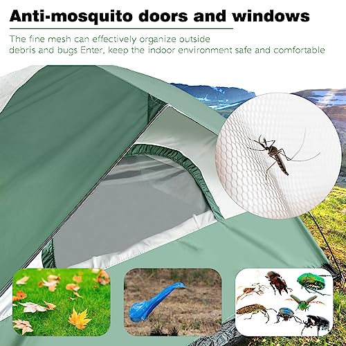 Suzhi 6/8 Person Tents for Camping Waterproof, 8 Man Tent 2 Room Tents for Camping Family Camping Tents Tall Tents Two Sides Large Mesh Windows, 2 Wider Doors, Portable with Carry Bag