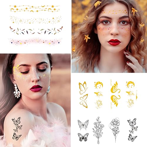 JEEFONNA 72 Sheets Temporary Tattoo for Men Women Adults, Include 12 Sheets Large Black 3D Half Sleeve Temporary Tattoos, Halloween Tattoos Scary Lion Wolf Tiger Skull Skeleton Tattoos Stickers