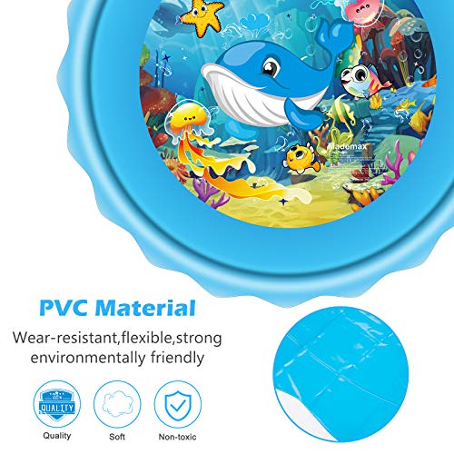 Mademax Upgraded 67" Splash Pad, Sprinkler & Splash Play Mat, Inflatable Summer Outdoor Sprinkler Pad Water Toys Fun for Children, Infants, Toddlers, Boys, Girls and Kids