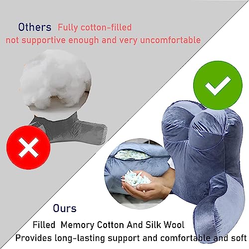 daguizu Reading Pillow Adults 31’’, Backrest Pillow with Arms for Sitting in Bed Couch Shredded Memory Foam, Back Pillow with Leg Pillow and Pockets for Reading/Gaming/Relaxing,Black
