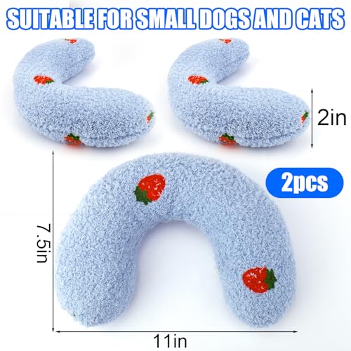 BABORUI 2Pcs Dog Calming Pillow for Small Dogs, U Shaped Dog Neck Pillow for Joint Relief Sleeping Improve, Machine Washable Pet Pillow for Dogs & Cats (Blue)