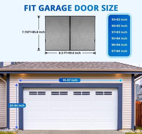 Garage Door Screen for 2 Car 16x8FT, Magnetic Screen Garage with Retractable Fiberglass Mesh and Heavy Duty Weighted Bottom, Easy Assembly & Pass,Hands Free Screen Door w/ 44 Magnets for Garage/Patio