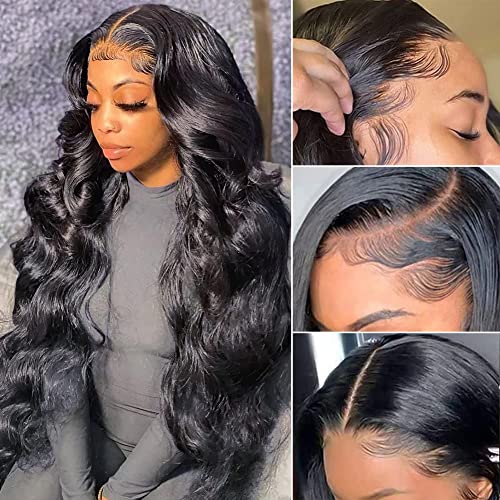 ALSZIQIHR 18 Inch Lace Front Wigs Human Hair Body Wave 13x6 HD Lace Frontal Wig Pre Plucked Bleached Knots With Baby Hair 180 Density Brazilian Human Hair Wigs for Black Women
