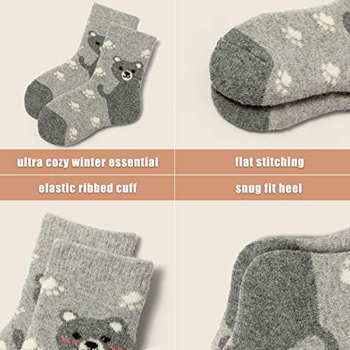 Boys Wool Socks Kids Winter Warm Socks Thick Thermal Crew Socks, 6 Pairs Mix Xmas