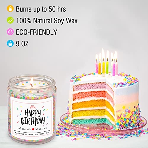 Homsolver Happy Birthday Candles Gifts for Women Men - Vanilla Birthday Cake Scent with Sprinkles Birthday Gifts for Women Men, Unique Best Friend Birthday Gifts Ideas, Happy Birthday Handmade Candles