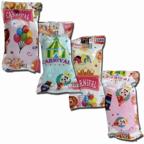 Lupy Lups! Cotton Candy Bags Carnival Desing - Assorted Flavors- Individual Package Big Bulk 0.53 oz each - Pastel Candy for Stocking, Treats, Party Favors, Buffet table Pinata (Carnival 24 Pack)