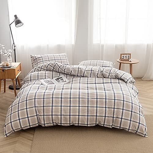 FACE TWO FACE Bedding Duvet Cover Set100% Washed Cotton Duvet Cover Linen Like Textured Breathable Durable Soft Comfy (Full, Old Pink)