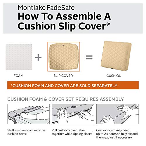 Classic Accessories Montlake FadeSafe FadeSafe Water-Resistant 21 x 20 x 4 Inch Wide Back Lounge Quilted Cushion Cover, Chamomile